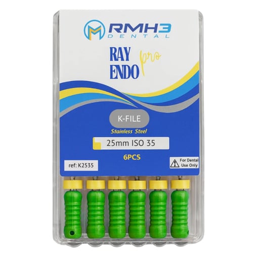 RayEndo Pro Stainless Steel K-Files, 25mm, #35, 6