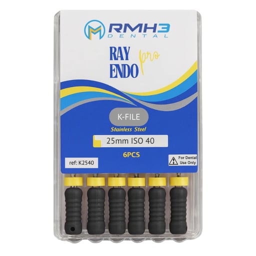 RayEndo Pro Stainless Steel K-Files, 25mm, #40, 6