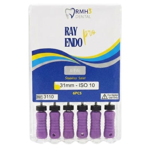 RayEndo Pro Stainless Steel K-Files, 31mm, #10, 6