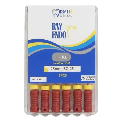RayEndo Pro Stainless Steel H-Files, 25mm, #25, 6