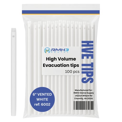 RMH3 Dental 6" High Volume Evacuation Tips, White