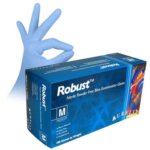 Aurelia Robust Nitrile Exam Gloves: MEDIUM Case o