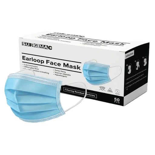MacSafe ASTM Level 1 Earloop Mask, BFE/PFE >98%, 