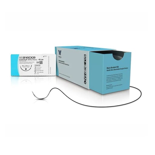 MacSuture 3/0, 18" Silk Black Braided Suture with