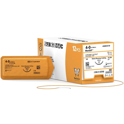 MacSuture 4-0 Chromic Catgut Absorbable Suture, 2