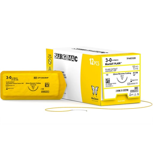 MacSuture 3-0 Absorbable Plain Catgut Suture, 18"