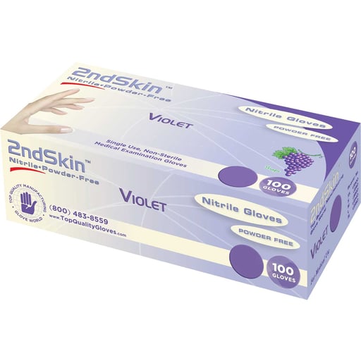 2ndSkin Nitrile Exam Gloves, Powder Free, X-Small