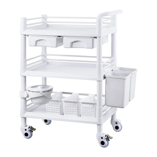Vevor PP Utility Cart, 3 Tiers, 3 Trash Cans, 1/P
