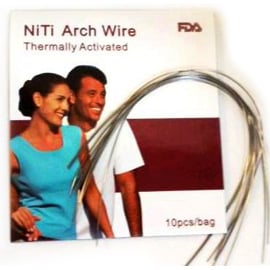 TOL .014 Upper thermally activated NiTi archwire, Round Oval Form, package of 10 wires. 3B NiTi