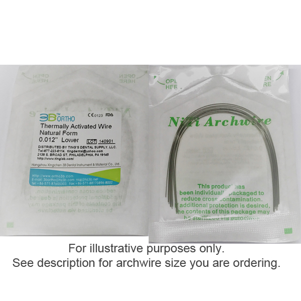 TOL Thermally Activated NiTi Archwire - 0.016 x 0.016 Natural Form (Rectangular) Lower 10pcs/pkg
