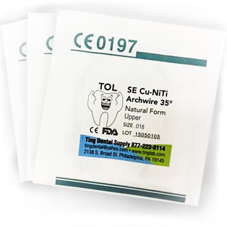 TOL Copper 35 Cu-NiTi Archwire - 0.018 x 0.018 Natural Form (Rectangular) Upper 5pcs/pkg. FDA