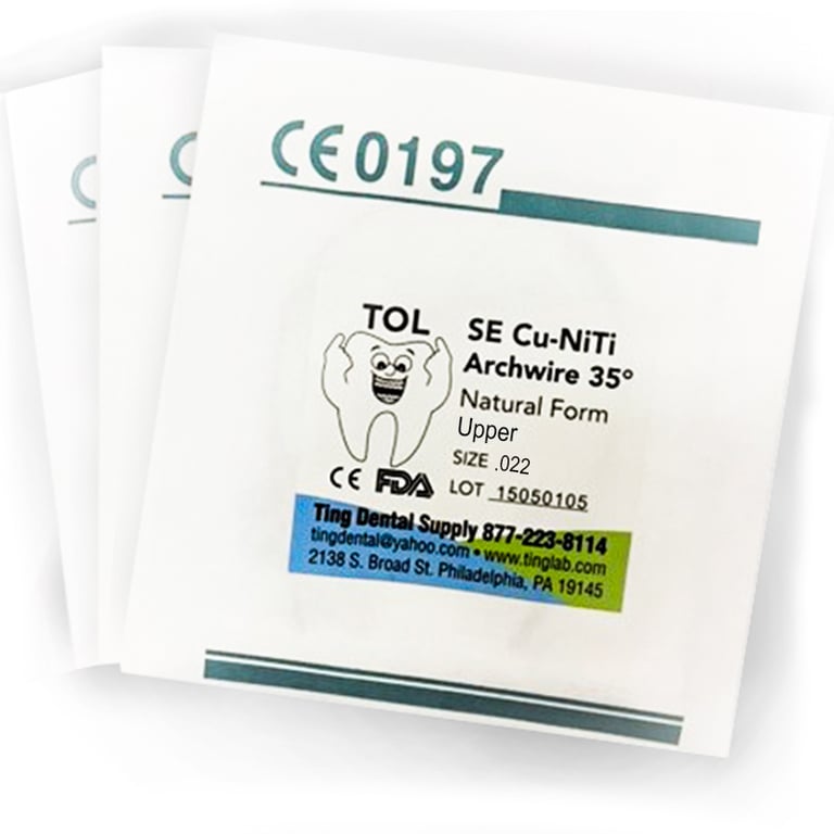 TOL Copper 35 Cu-NiTi Archwire - 0.016 x 0.022 Natural Form (Rectangular) Upper 5pcs/pkg. FDA