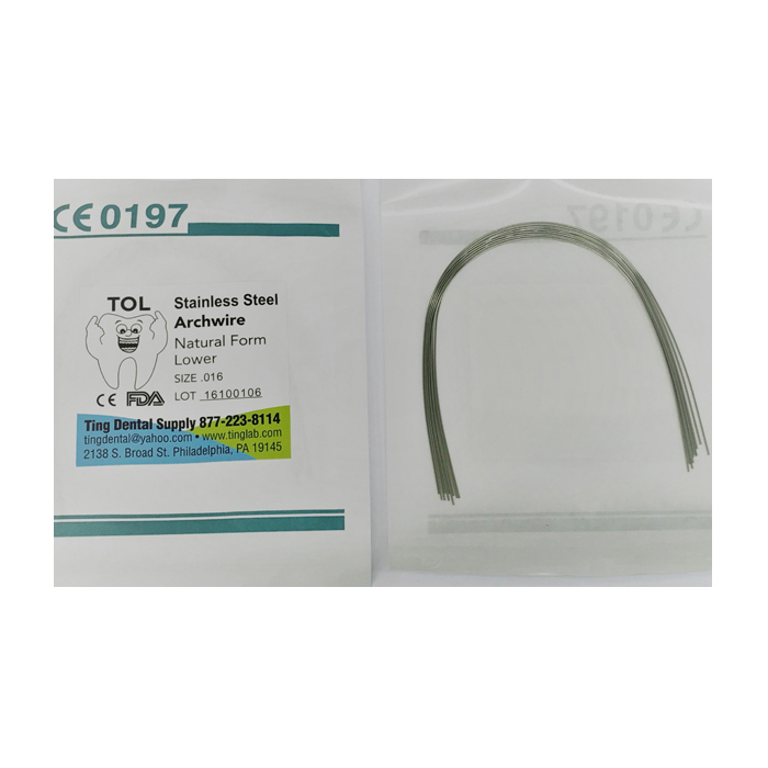 TOL Stainless Steel Archwire - 0.016 x 0.022 Natural Form (Rectangular) Upper 10pcs/pkg. FDA