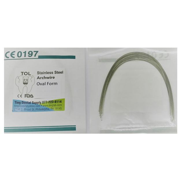TOL Stainless Steel Archwire - 0.019 x 0.025 Oval Form (Rectangular) Lower 10pcs/pkg. FDA