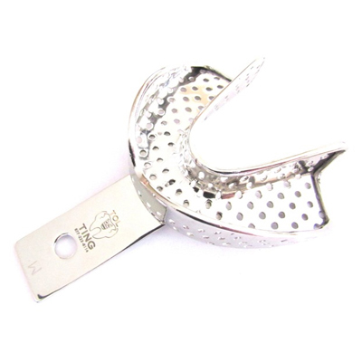 TOL Large, Lower arch, Perforated stainless steel impression tray, exceptionally durable and are