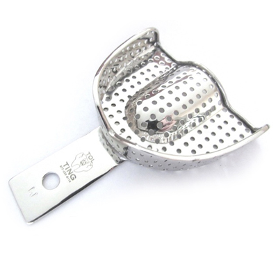 TOL Large, Upper arch, Perforated stainless steel impression tray, exceptionally durable and are