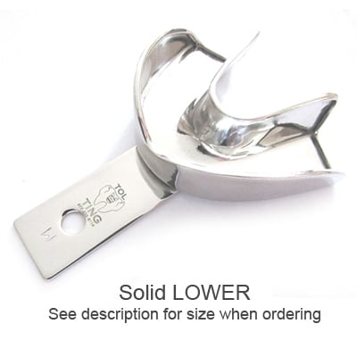 TOL Medium, Lower arch, Solid stainless steel impression tray, exceptionally durable and are made