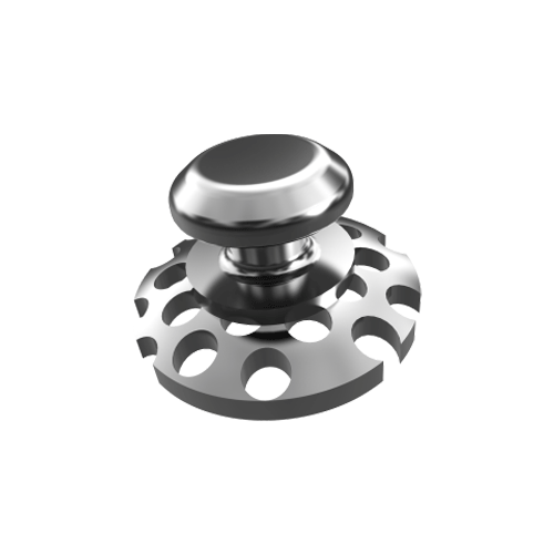 TOL Lingual Button Round Base with Hollow-out Monoblock, 10/Pk. Bondable stainless steel lingual