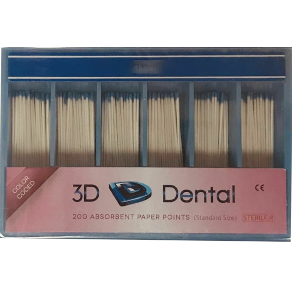 3D Dental COARSE Absorbent Paper Points, 200/Bulk Pack. White, Hand Rolled firmly for extra