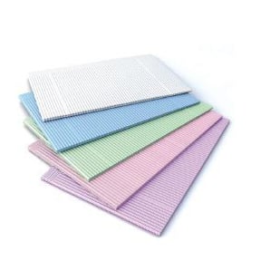 3D Dental Patient Bibs AQUA 13" x 18" 2-Ply Paper/1-Ply Poly, Plain Rectangle 500/Case