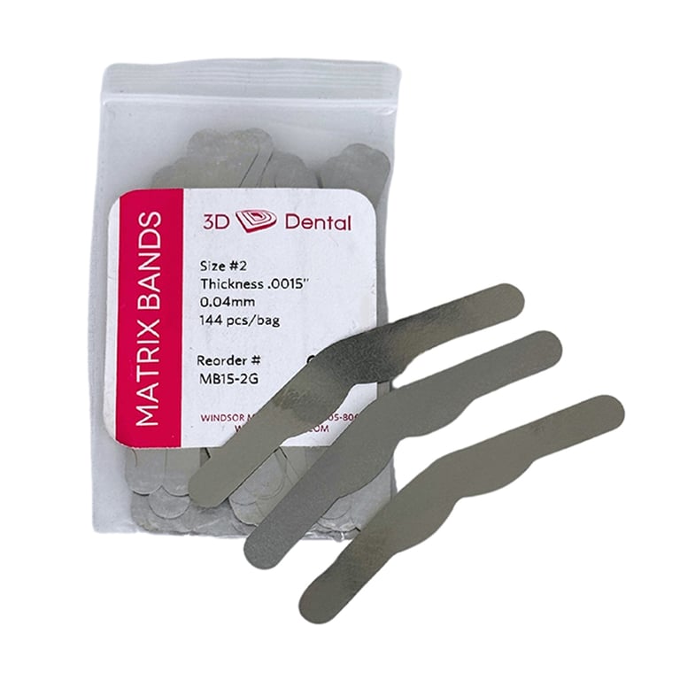 3D Dental #2 Tofflemire Type Matrix Bands, .0015 Gauge, 144/Pk. 0.04mm thickness, precisely