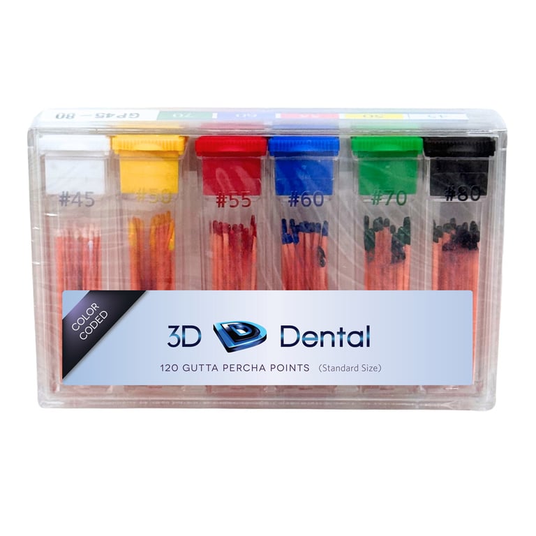 3D Endo Gutta Percha Points, #45-80, 120/Pk. Radiopaque root canal obturating points