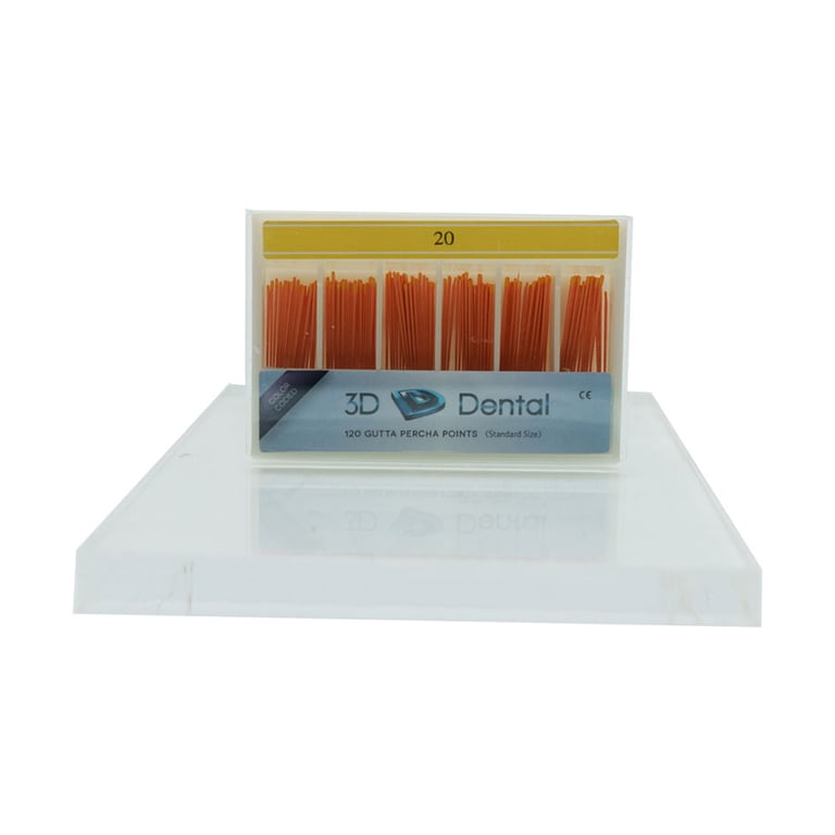 3D Endo Gutta Percha Points, Bulk, #20, 120/Pk. Radiopaque root canal obturating points