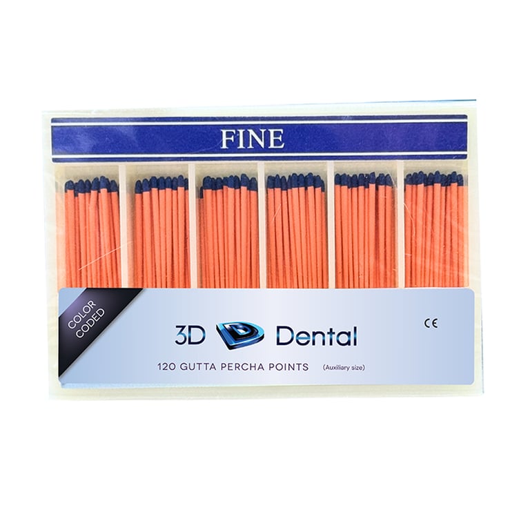 3D Endo Gutta Percha Points, Bulk, Fine, 120/Pk. Radiopaque root canal obturating points