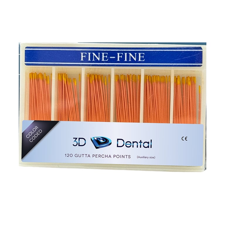 3D Endo Gutta Percha Points, Bulk, Fine/Fine, 120/Pk. Radiopaque root canal obturating points