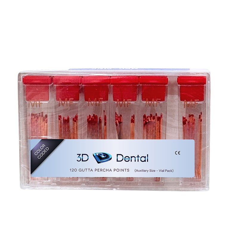 3D Endo Gutta Percha Points, Medium/Fine, 120/Pk. Radiopaque root canal obturating points