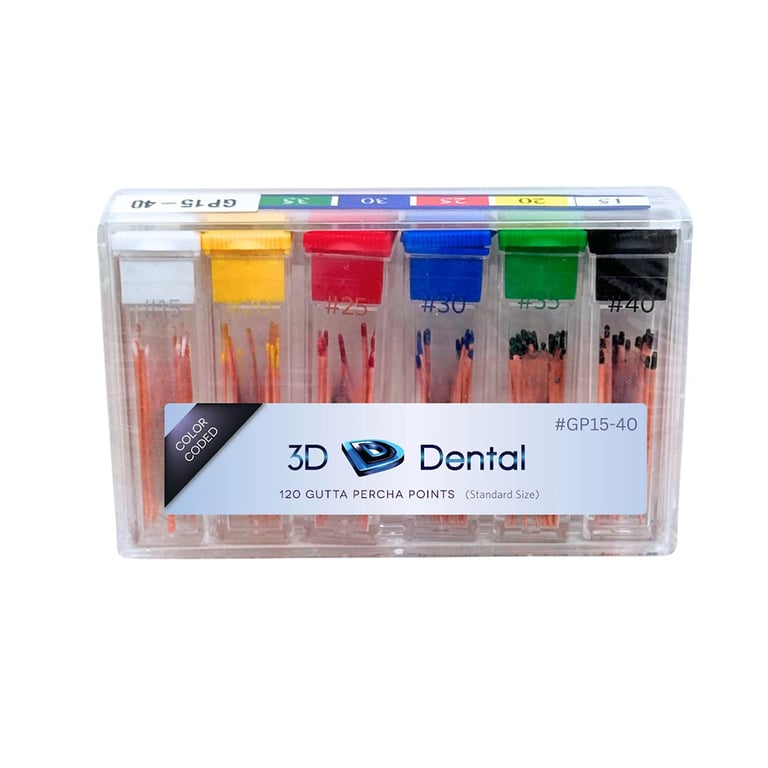 3D Endo Gutta Percha Points, #15-40, 120/Pk. Radiopaque root canal obturating points