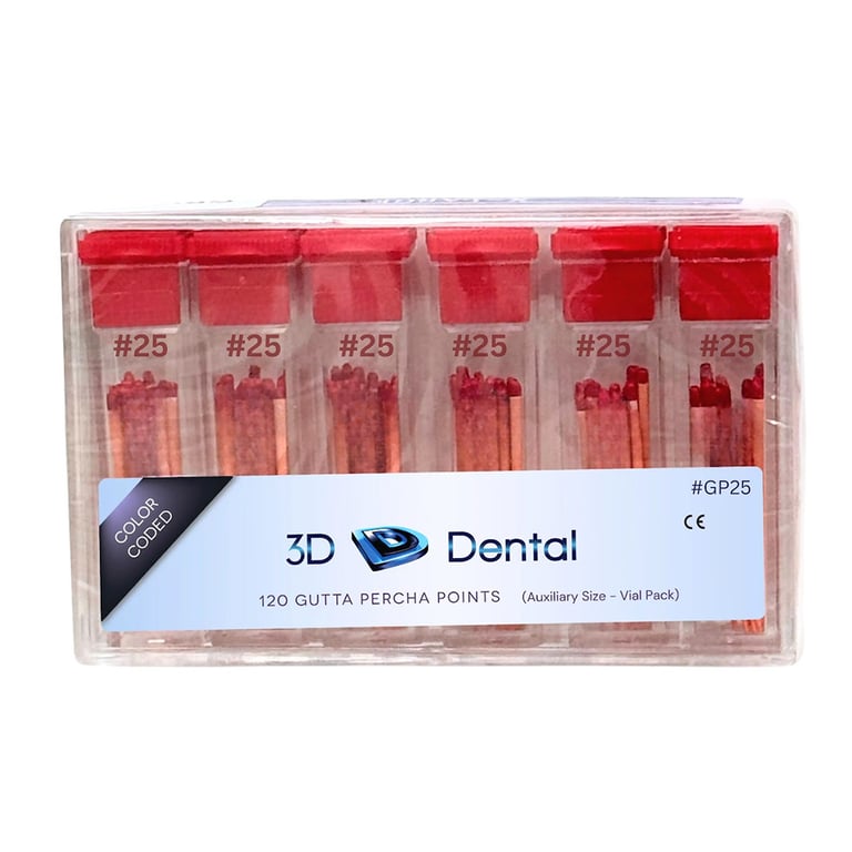 3D Endo Gutta Percha Points, #25, 120/Pk. Radiopaque root canal obturating points