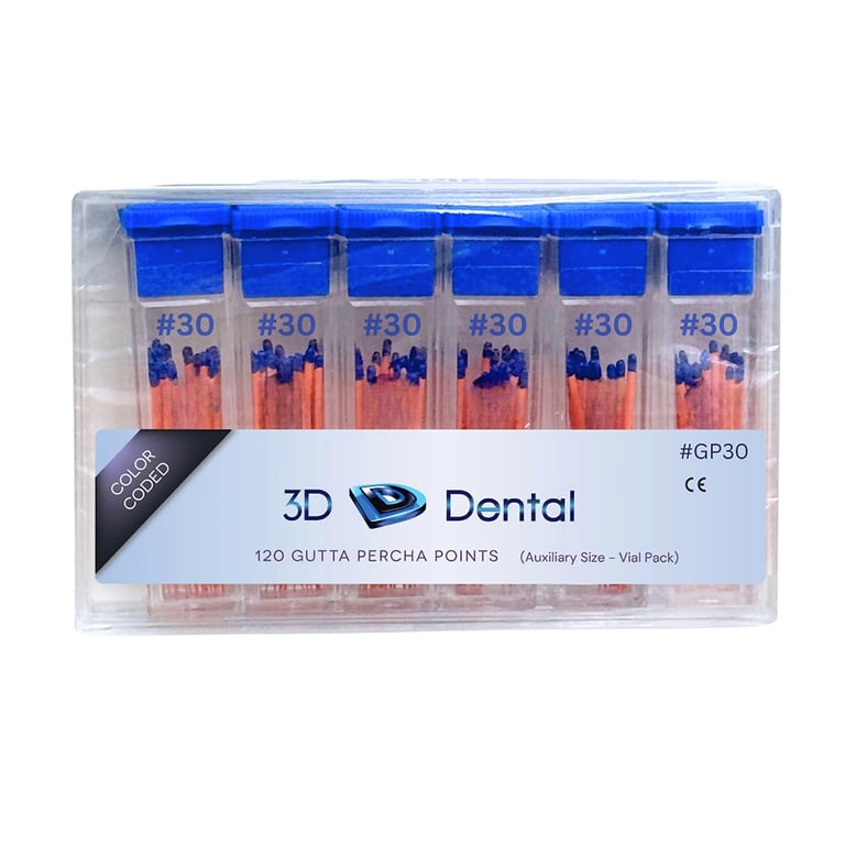 3D Endo Gutta Percha Points, #30, 120/Pk. Radiopaque root canal obturating points