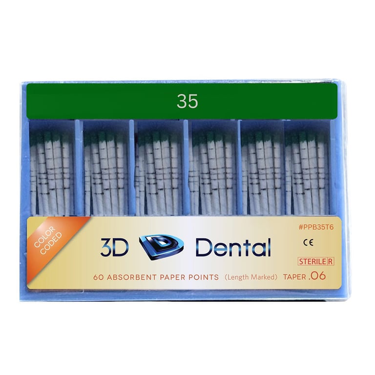 3D Endo Absorbent Paper Points, #35, Taper Size 0.06, 60/Pk. Hand rolled for extra absorbency