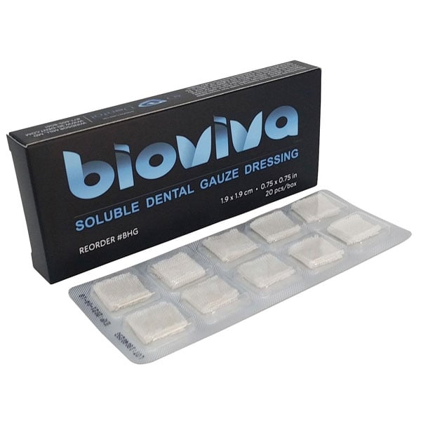Bioviva Hemostatic Gauze Dressing, 1.9 x 1.9cm (.75" x.75"), 20/Box. Individually packaged