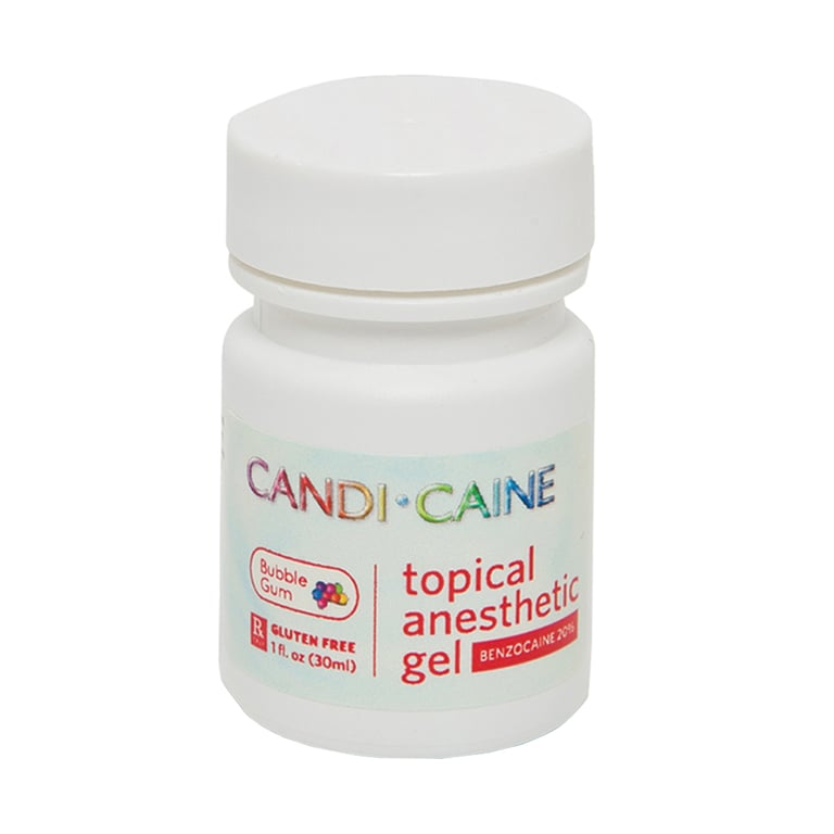 Candi-Caine Topical Benzocaine 20% Anesthetic Gel, Bubble Gum, 1 Oz. Bottle, 1/Pk. Fast-acting gel