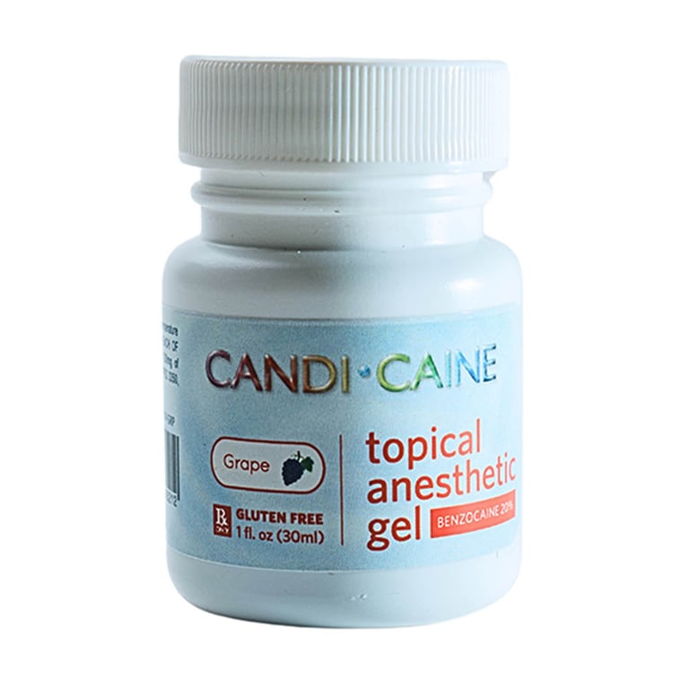 Candi-Caine Topical Benzocaine 20% Anesthetic Gel, Grape, 1 Oz. Bottle, 1/Pk. Fast-acting gel