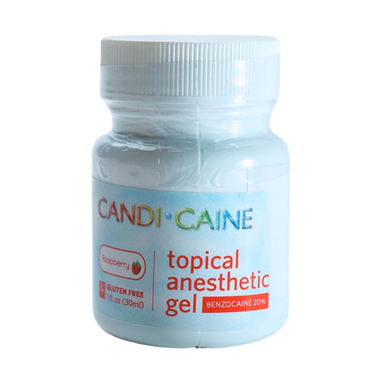 Candi-Caine Topical Benzocaine 20% Anesthetic Gel, Raspberry, 1 Oz. Bottle, 1/Pk. Fast-acting gel