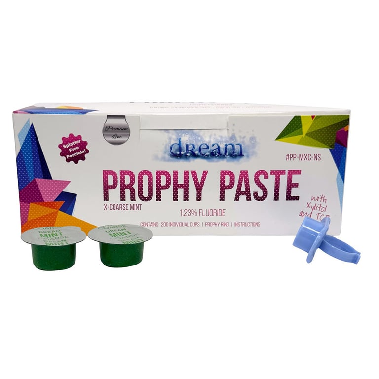 Dream Splatter Free Prophy Paste Cups with Xylitol, X-Coarse, Mint, 200/Pk. Designed