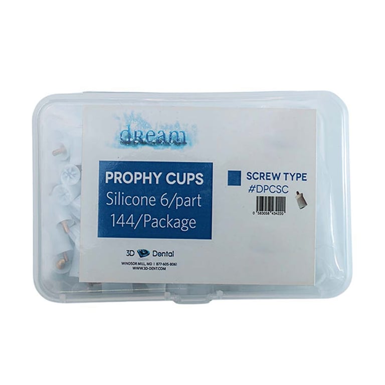 Dream Prophy Cups Screw Type, White, 144/Pk