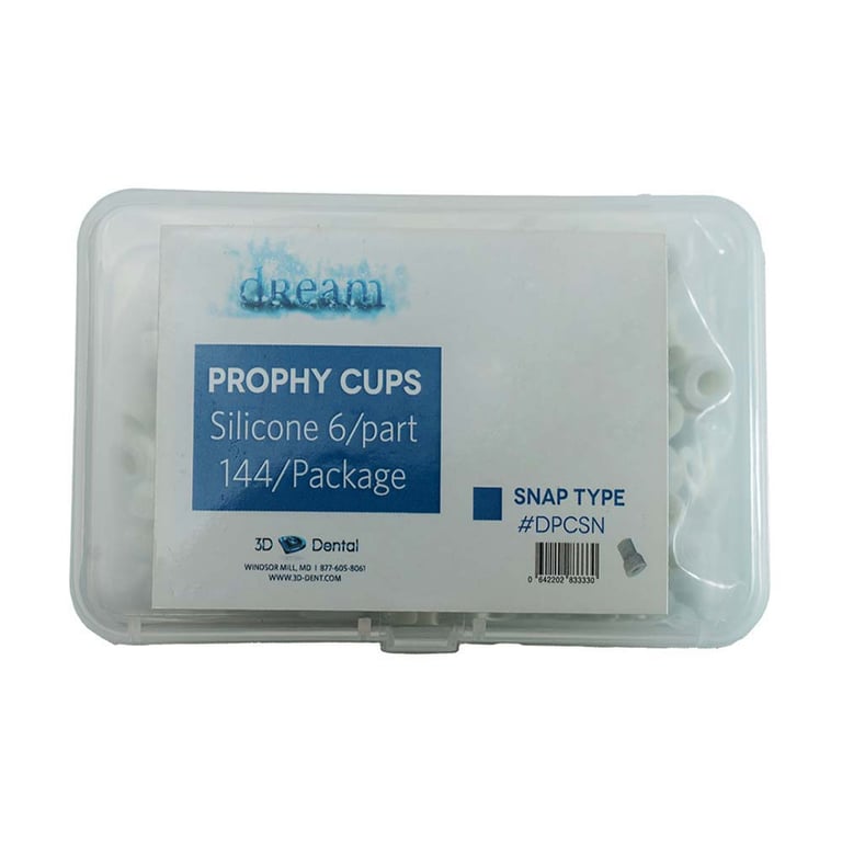 Dream Prophy Cups Snap On Type, White, 144/Pk