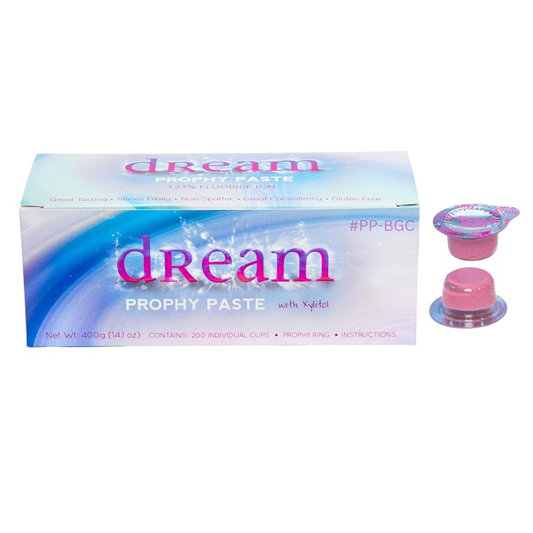 Dream Prophy Paste Cups with Xylitol, Coarse Bubblegum, 200/Pk. Designed with a special
