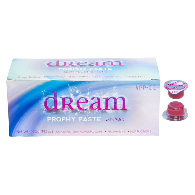 Dream Splatter Free Prophy Paste Cups with Xylitol, Coarse Cherry, 200/Pk. Designed (PP-CC)