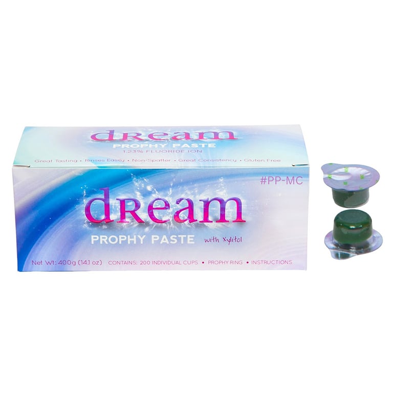 Dream Prophy Paste Cups with Xylitol, Coarse Mint, 200/Pk. Designed with a special