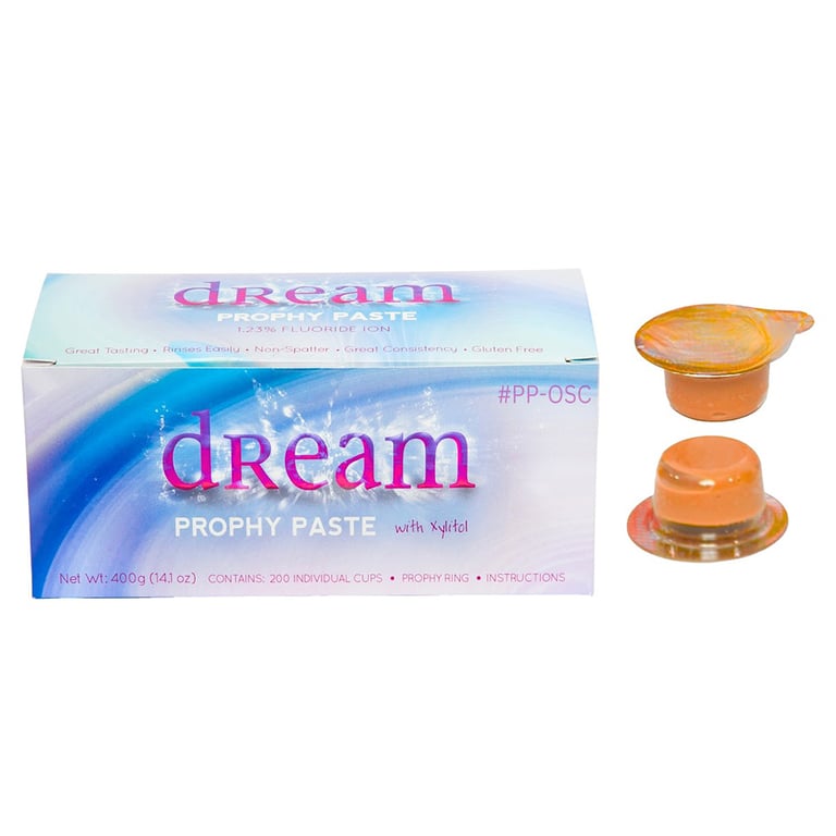 Dream Prophy Paste Cups with Xylitol, Coarse Orange Sherbet, 200/Pk. Designed with a special