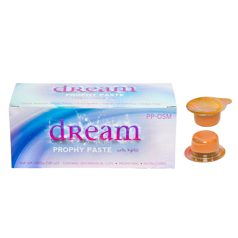 Dream Prophy Paste Cups with Xylitol, Medium Orange Sherbet, 200/Pk. Designed with a special