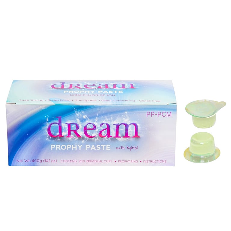 Dream Prophy Paste Cups with Xylitol, Medium Pina colada, 200/Pk. Designed with a special