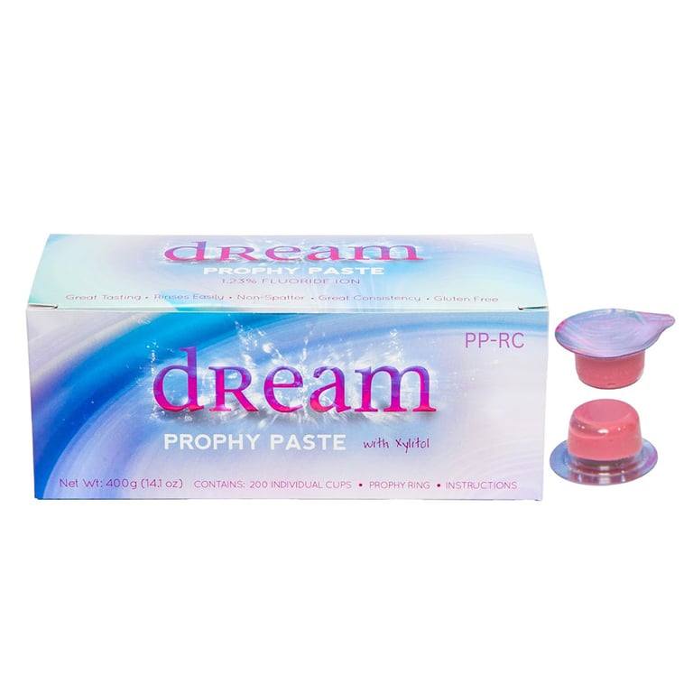 Dream Prophy Paste Cups with Xylitol, Coarse Raspberry, 200/Pk. Designed with a special