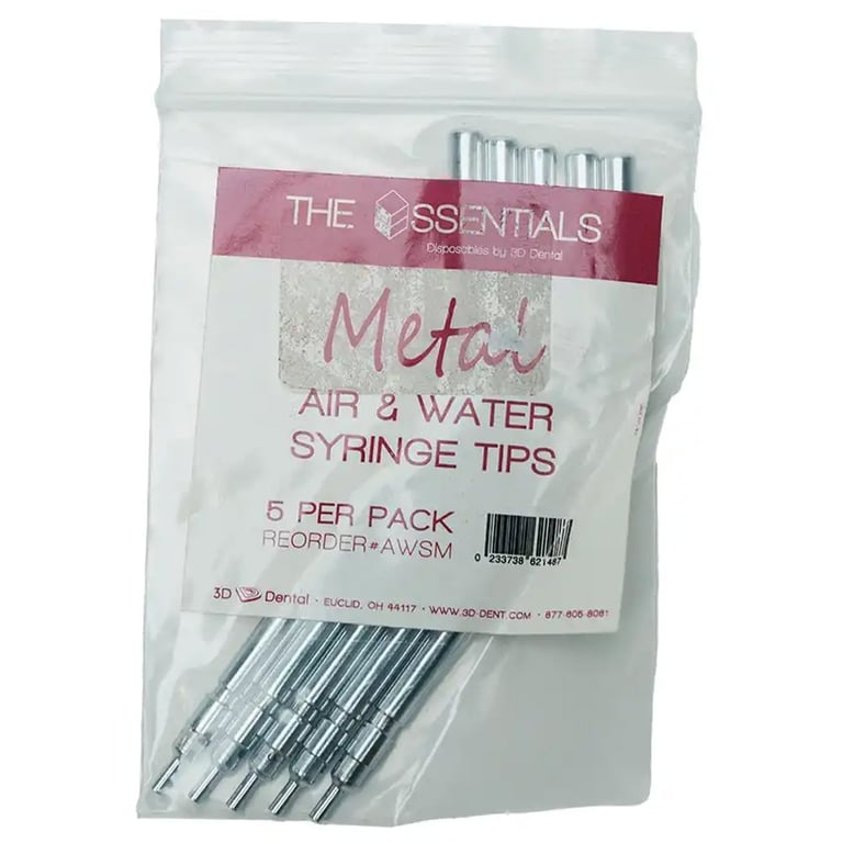 Essentials Metal Air & Water Syringe Tips, 5/Pk. Fully Autoclavable and Interchangeable with most