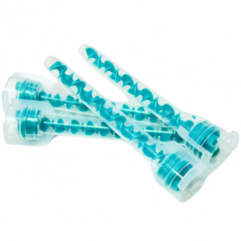 Essentials HP Mixing Tips Economy, 6.5mm, Teal, 50/Pk. Fully transparent tip allows complete